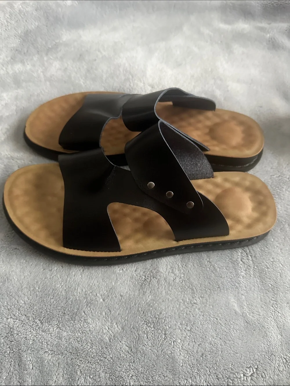 Men's Black Slide Sandals with Cushion Footbed